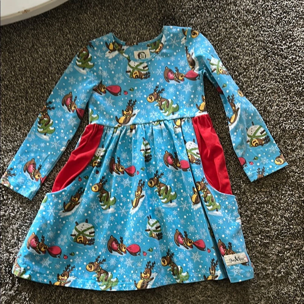 Blue and Red Kids Casual Dress